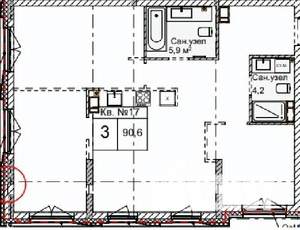 3-к квартира, строящийся дом, 91м2, 3/5 этаж