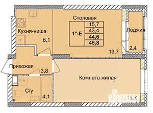 1-к квартира, вторичка, 45м2, 5/18 этаж