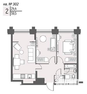 2-к квартира, вторичка, 60м2, 7/20 этаж