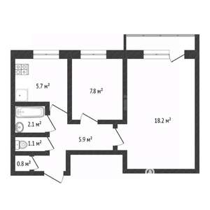 2-к квартира, вторичка, 41м2, 1/5 этаж