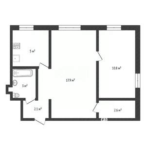 2-к квартира, вторичка, 43м2, 1/4 этаж