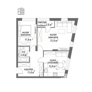 2-к квартира, вторичка, 65м2, 4/9 этаж