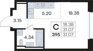 Студия квартира, вторичка, 31м2, 5/13 этаж