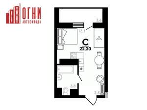 Студия квартира, вторичка, 22м2, 17/25 этаж