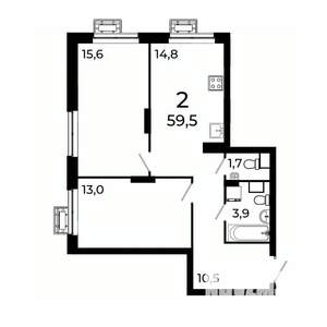 2-к квартира, вторичка, 60м2, 13/19 этаж