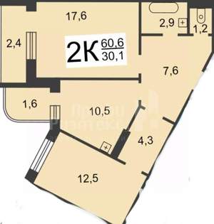 2-к квартира, вторичка, 59м2, 9/14 этаж