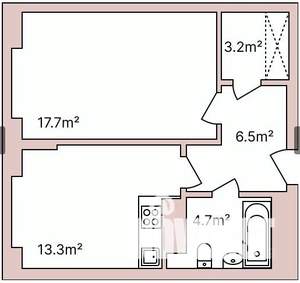 1-к квартира, строящийся дом, 45м2, 4/5 этаж
