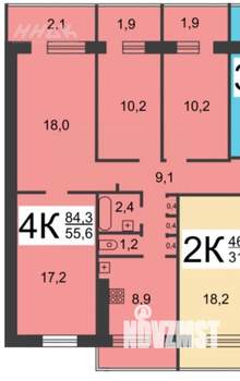 4-к квартира, вторичка, 84м2, 6/9 этаж