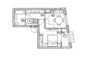 1-к квартира, вторичка, 36м2, 13/24 этаж