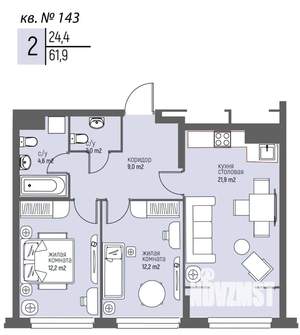 2-к квартира, вторичка, 62м2, 13/25 этаж