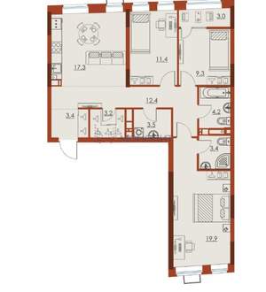 4-к квартира, вторичка, 91м2, 4/25 этаж