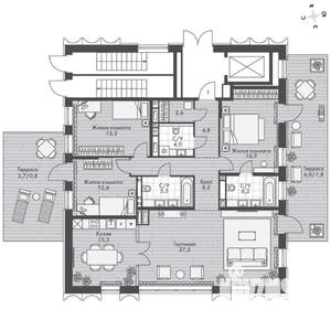 4-к квартира, вторичка, 144м2, 1/20 этаж