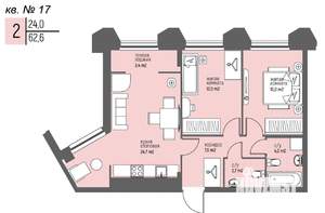 2-к квартира, вторичка, 63м2, 2/25 этаж