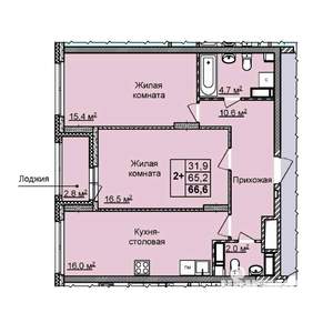 2-к квартира, вторичка, 67м2, 24/25 этаж
