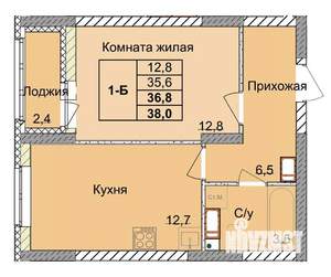 1-к квартира, строящийся дом, 37м2, 12/18 этаж