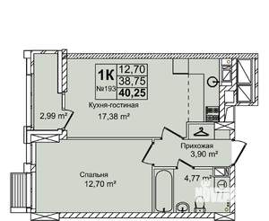 1-к квартира, вторичка, 40м2, 5/12 этаж