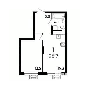 1-к квартира, вторичка, 39м2, 8/19 этаж