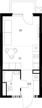 Студия квартира, вторичка, 24м2, 14/25 этаж