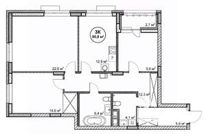 3-к квартира, строящийся дом, 91м2, 11/14 этаж