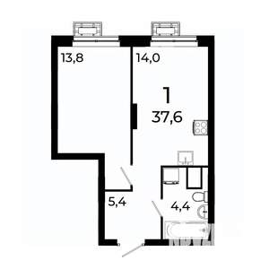 1-к квартира, вторичка, 38м2, 3/19 этаж