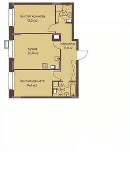 2-к квартира, строящийся дом, 68м2, 4/12 этаж