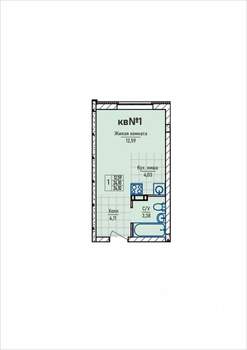 Студия квартира, строящийся дом, 24м2, 2/3 этаж