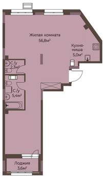 1-к квартира, вторичка, 71м2, 8/12 этаж