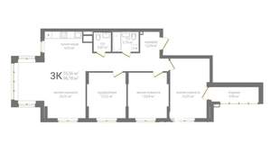 3-к квартира, вторичка, 97м2, 4/19 этаж