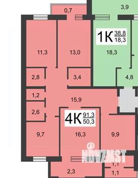 4-к квартира, вторичка, 91м2, 10/10 этаж