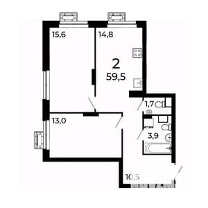 2-к квартира, вторичка, 60м2, 7/19 этаж