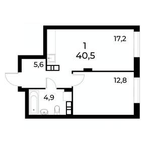 1-к квартира, вторичка, 40м2, 18/19 этаж