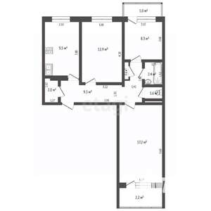 3-к квартира, вторичка, 64м2, 8/9 этаж