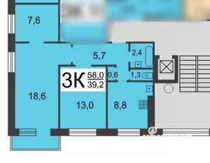 3-к квартира, вторичка, 56м2, 7/9 этаж