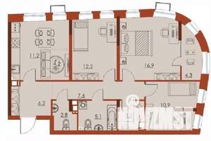 4-к квартира, строящийся дом, 85м2, 7/25 этаж
