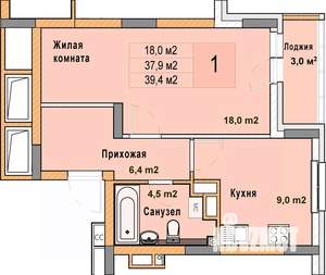 1-к квартира, вторичка, 39м2, 5/25 этаж