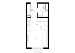 Студия квартира, вторичка, 23м2, 23/25 этаж