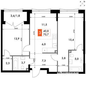 3-к квартира, вторичка, 71м2, 3/10 этаж