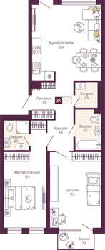 2-к квартира, вторичка, 79м2, 2/19 этаж