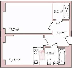 1-к квартира, строящийся дом, 46м2, 3/5 этаж
