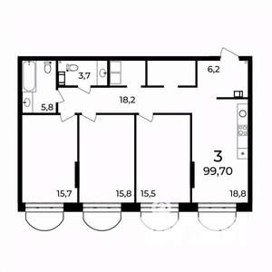 3-к квартира, вторичка, 100м2, 7/9 этаж