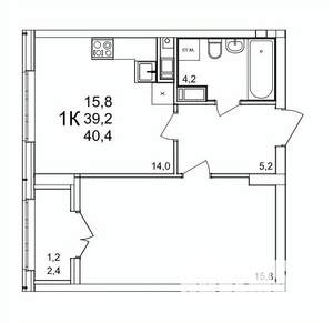 1-к квартира, строящийся дом, 40м2, 10/25 этаж