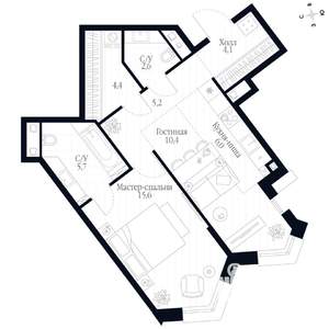 2-к квартира, вторичка, 54м2, 15/20 этаж