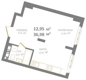 Студия квартира, вторичка, 37м2, 7/12 этаж