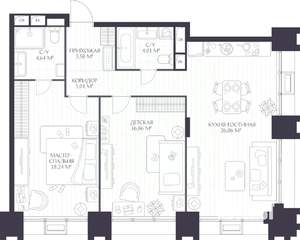 2-к квартира, вторичка, 78м2, 4/17 этаж