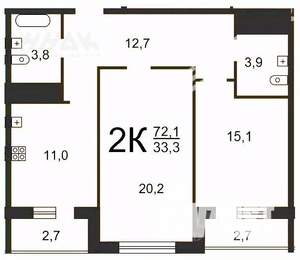 2-к квартира, вторичка, 67м2, 5/18 этаж