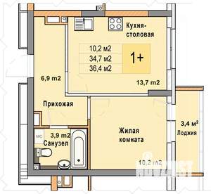 1-к квартира, вторичка, 36м2, 3/25 этаж
