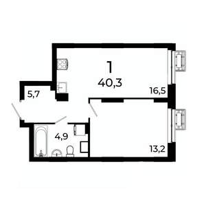 1-к квартира, вторичка, 40м2, 4/19 этаж