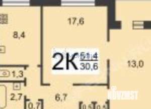 2-к квартира, вторичка, 51м2, 7/9 этаж