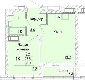 1-к квартира, вторичка, 30м2, 25/25 этаж