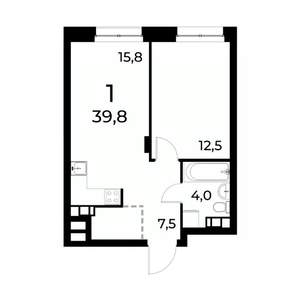1-к квартира, вторичка, 40м2, 20/20 этаж